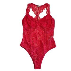 NWOT Free People | Women's Pink Lace Bodysuit Size Medium